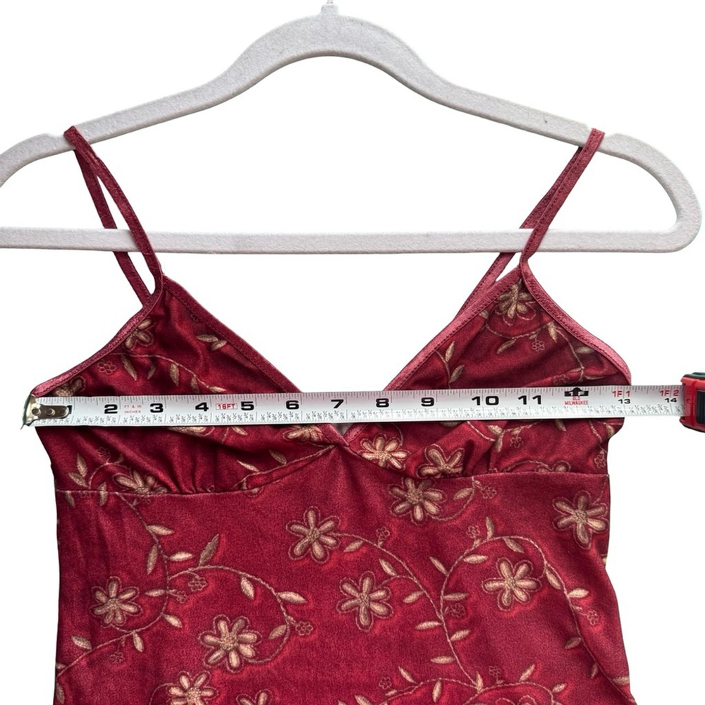 Claudel Vintage Y2K Floral Red Spaghetti Strap Slip Dress Size PS 90s Stretch - Picture 7 of 11